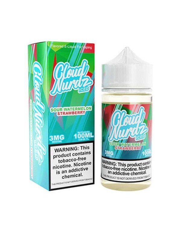 Sour Watermelon Strawberry Iced Cloud Nurdz TFN E-Juice 100ml  | Provape