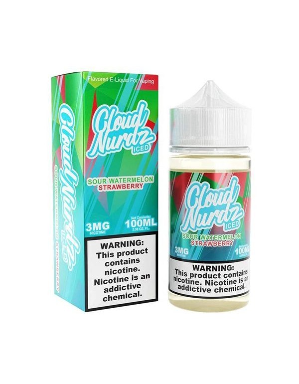 Sour Watermelon Strawberry Iced Cloud Nurdz E-Juice 100ml